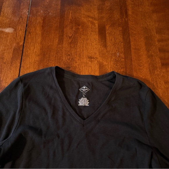 St. John’s Bay Petite Black 3/4 Length Sleeves Cotton Top PL L - Picture 2 of 3